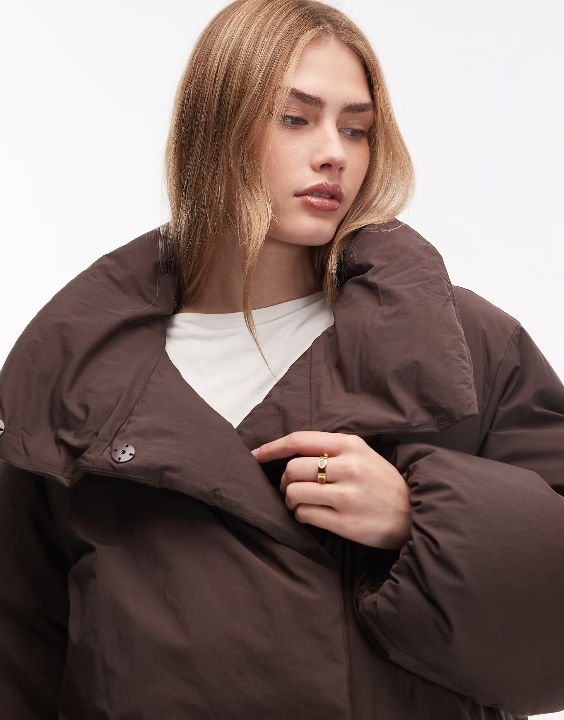 ARKET down puffer coat with clean padding in brown | ASOS | ASOS (Global)