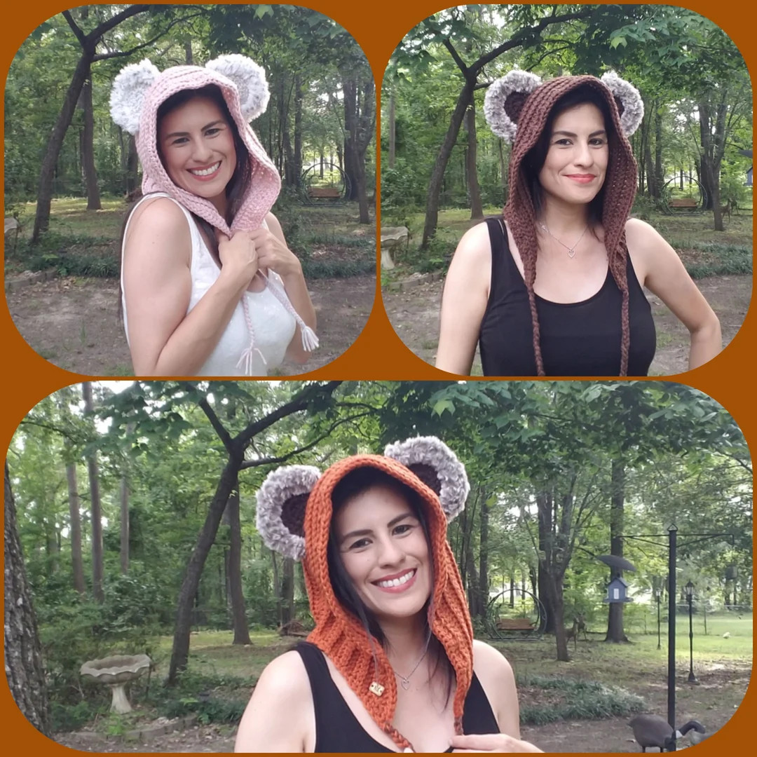 NEW Spring/fall Inspired Galaxy Bear Crochet Hood Hat With Fur Ears, Fur Bear Cosplay, Bonnet, Ho... | Etsy (US)