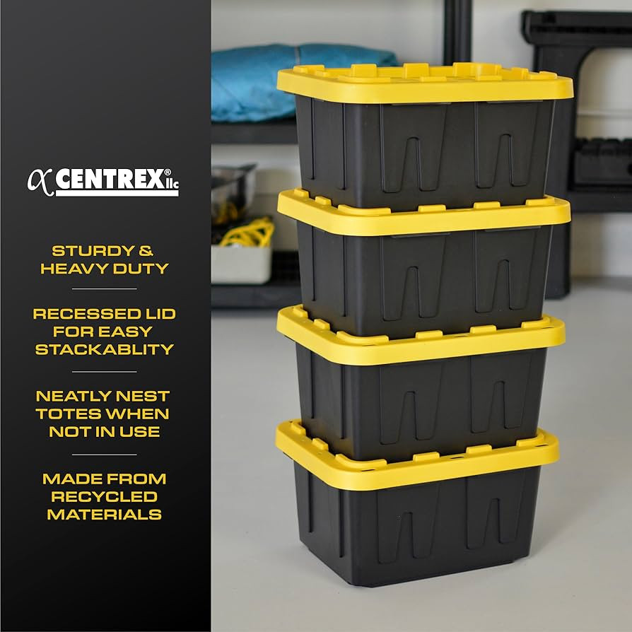 BLACK & YELLOW 5-Gallon Tough Storage Containers with Lids, Stackable, Extremely Durable, [4-Pack... | Amazon (US)