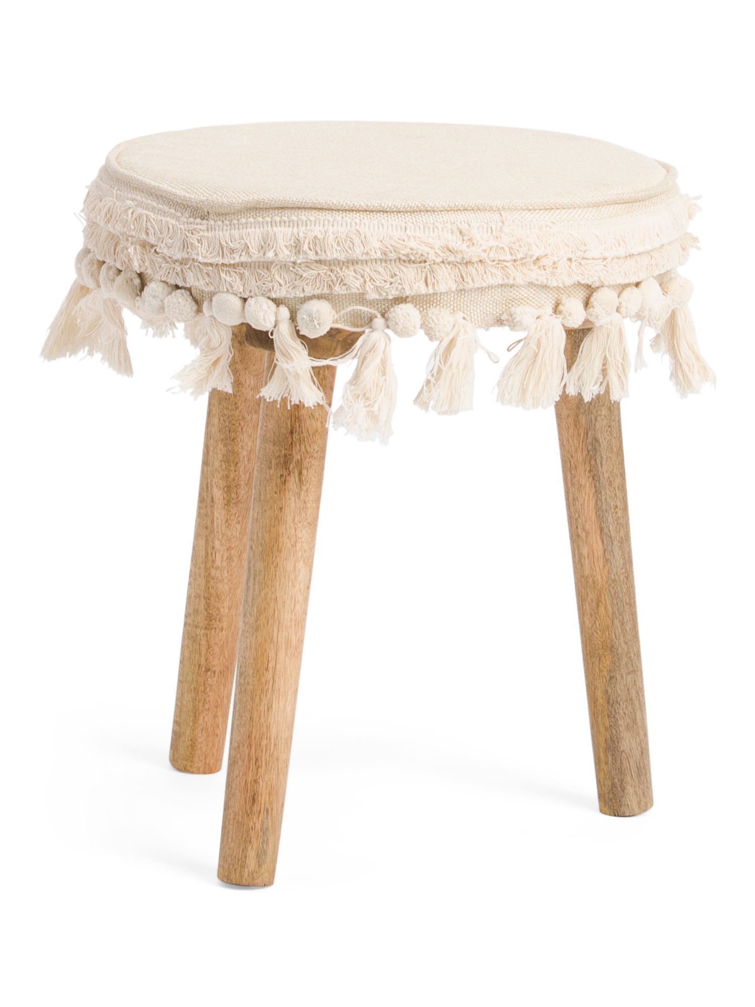 Made In India Stool With Tassels | TJ Maxx