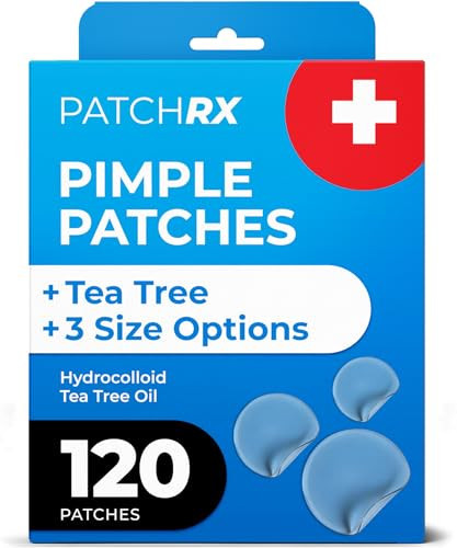 PatchRx Pimple Patches for Face (120 Patches), Hydrocolloid Acne Patches with Tea Tree Oil, Pimple Patch Pimple Stickers - Hydrocolloid Patch Acne Dots - Acne Pimple Patches For Face - Zit Patches | Amazon (US)