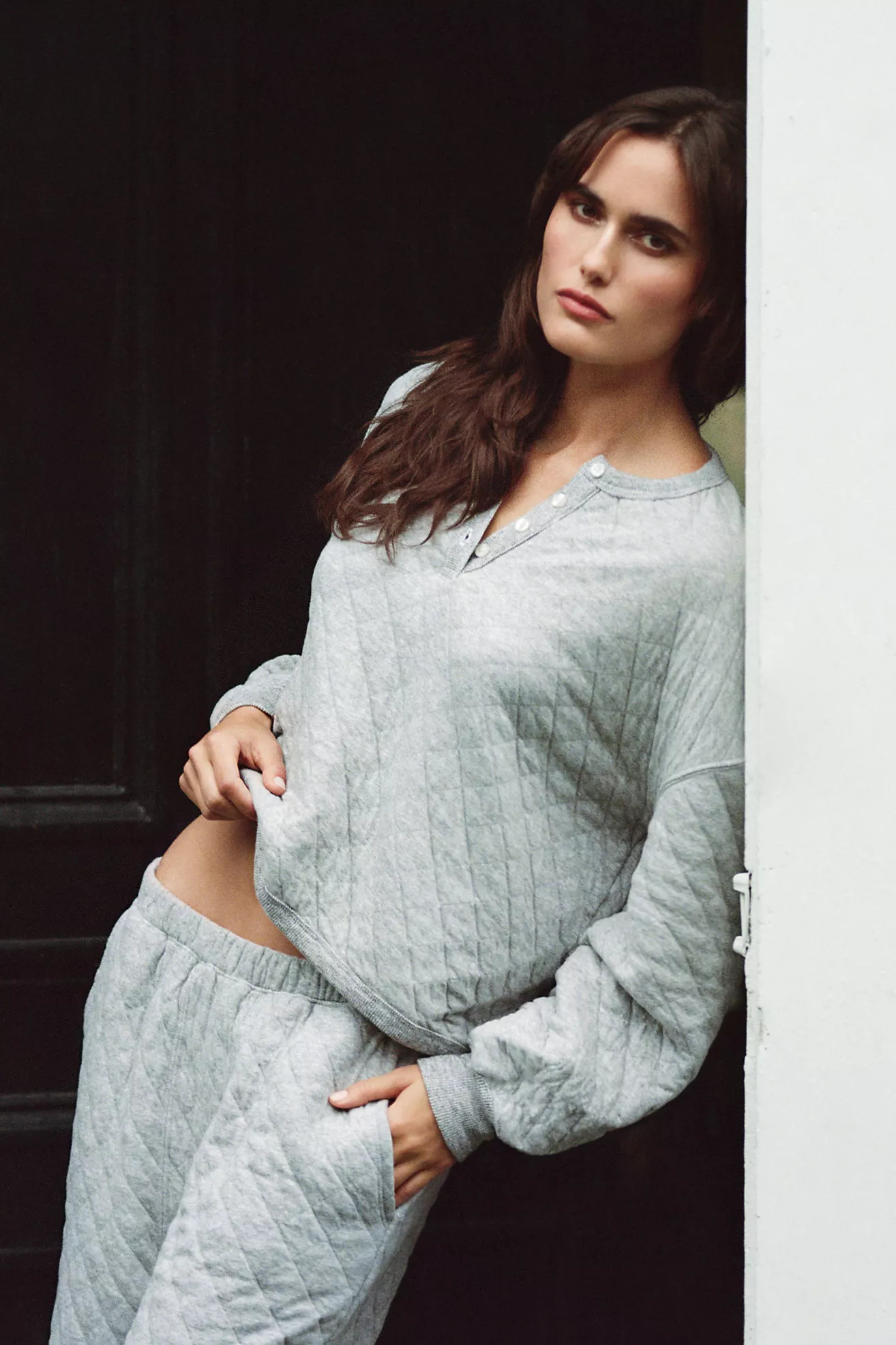 THE GREAT. Quilted Henley Pajama Sweatshirt | Anthropologie (US)