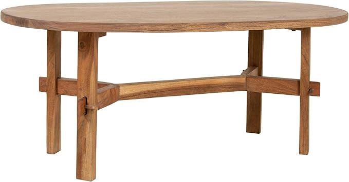 East at Main Celeste Oval Coffee Table, Rustic Solid Acacia Wood, Handcrafted Brown Coffee Table ... | Amazon (US)