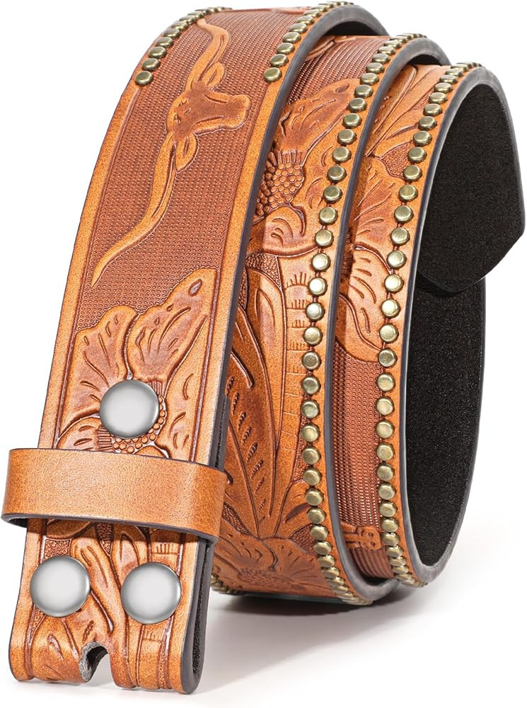 Western Leather Belt Strap for Men Women Cowboy Cowgirl Leather Mens Belts for Jeans Birthday Chr... | Amazon (US)