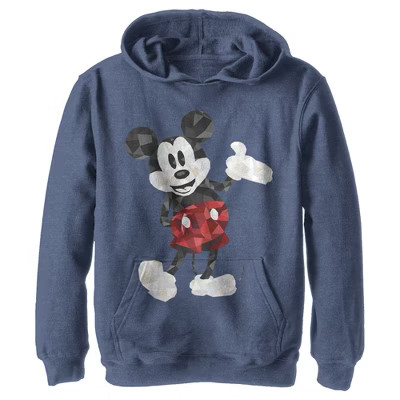 Boy's Disney Artistic Mickey Mouse  Pull Over Hoodie - Navy Blue Heather - Small | Target