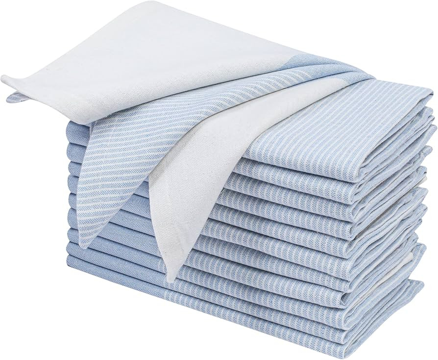 Ramanta Home Cloth Napkins Set of 12 18x18 Inches - Spring Basket Decor Block Striped Dinner Napk... | Amazon (US)