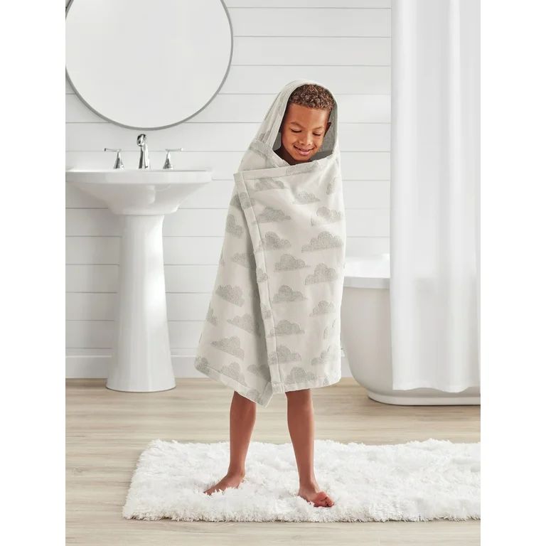 Your Zone Kids Gray Cloud Cotton Hooded Towel | Walmart (US)