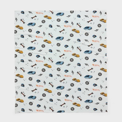 Hot Wheels Retro Matelasse Cotton Gauze Print Kids' Bed Blanket Cream - Hot Wheels by Pillowfort™ | Target