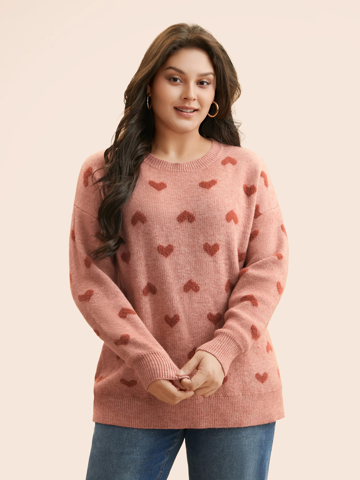 Heart Shaped Drop Shoulder Pullover | Bloomchic