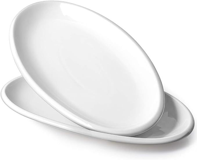 DOWAN 14" Large Serving Platters, Oval Serving Plates, White Porcelain Platters Oven Safe, Dinner... | Amazon (US)