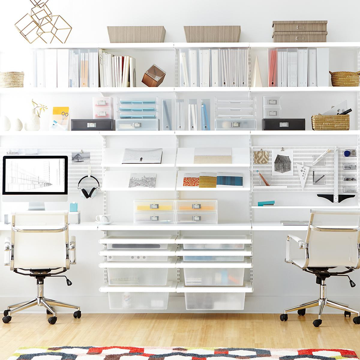 White Elfa Décor Office | The Container Store