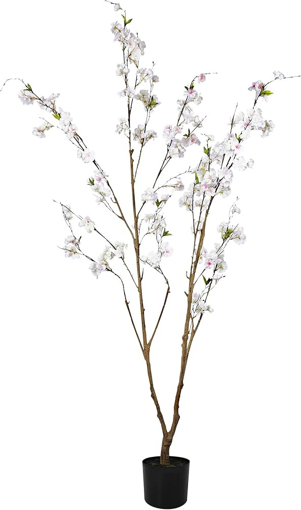 Artificial Cherry Blossom Tree - 6ft Fake Potted Cherry Blossom Tree with Realistic White Flowers... | Amazon (US)