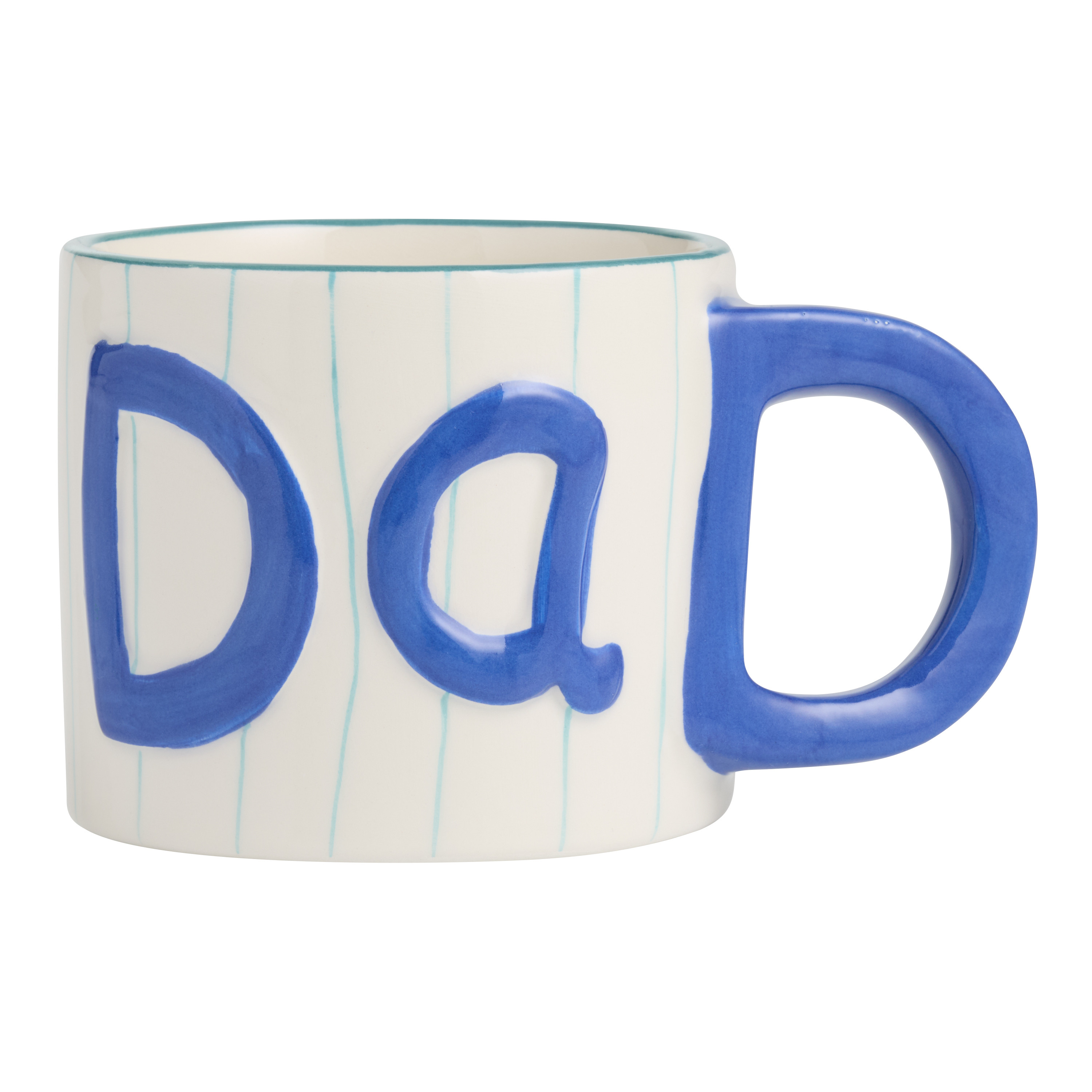 Blue and Teal Dad Handle Hand Painted Ceramic Mug - World Market | World Market