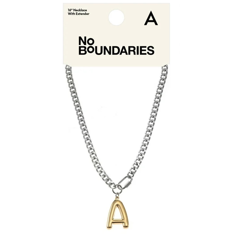 No Boundaries Mixed Metal Initial Bubble Letter A Necklace, 1-Piece, Women’s | Walmart (US)