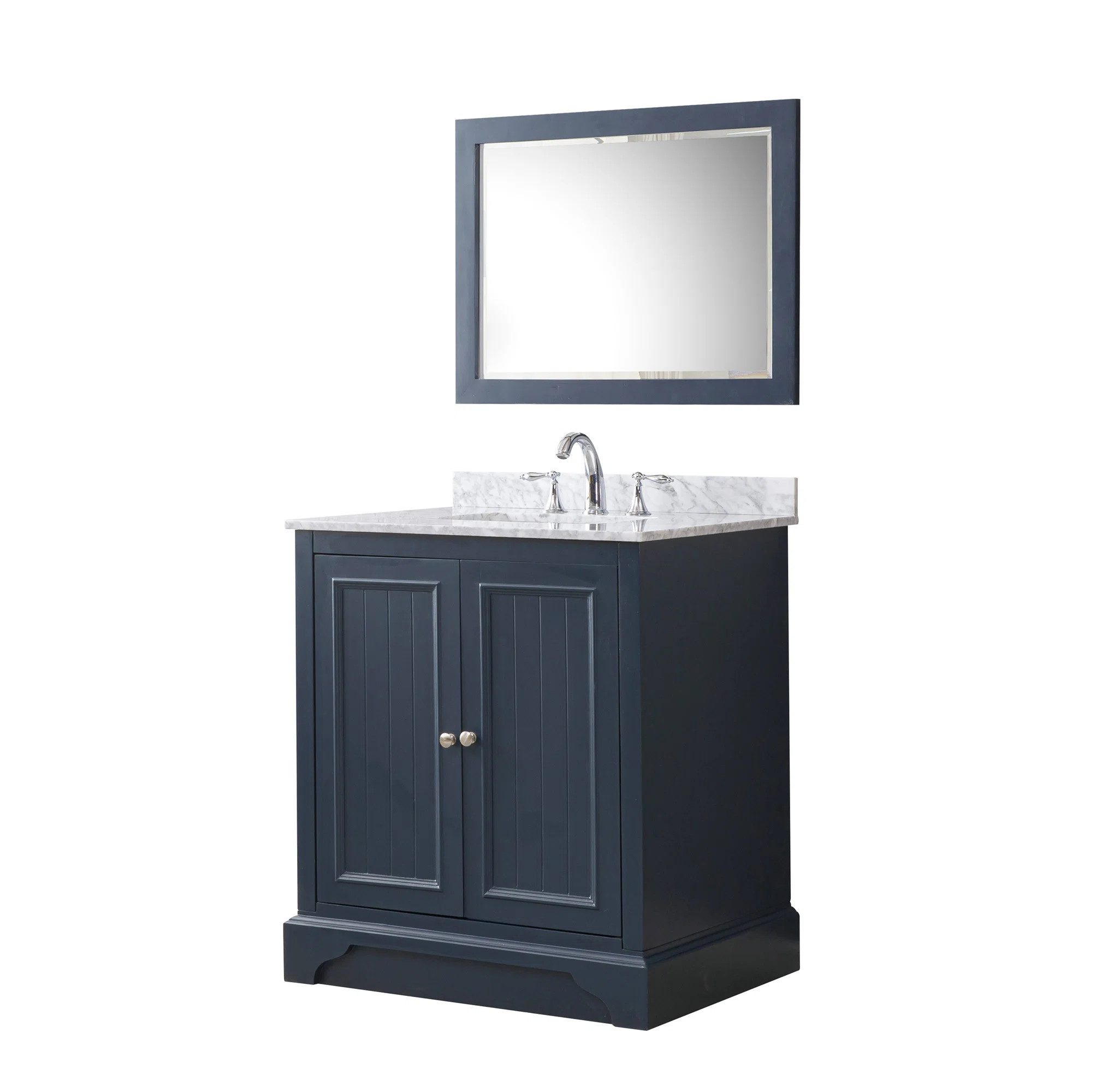 32'' Single Bathroom Vanity with Marble Top with Mirror | Wayfair North America