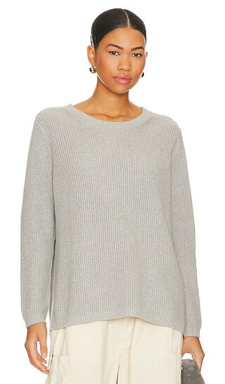 Emma Crewneck Shaker Sweater in Medium Heather Grey | Revolve Clothing (Global)