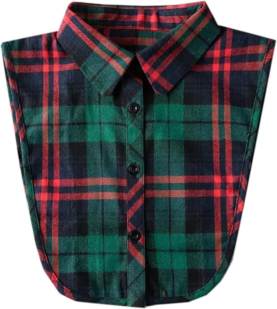 Womens Classic Plaid Fake Collar Detachable Dickey Collar Half Shirts Blouse False Collar Top for... | Amazon (US)