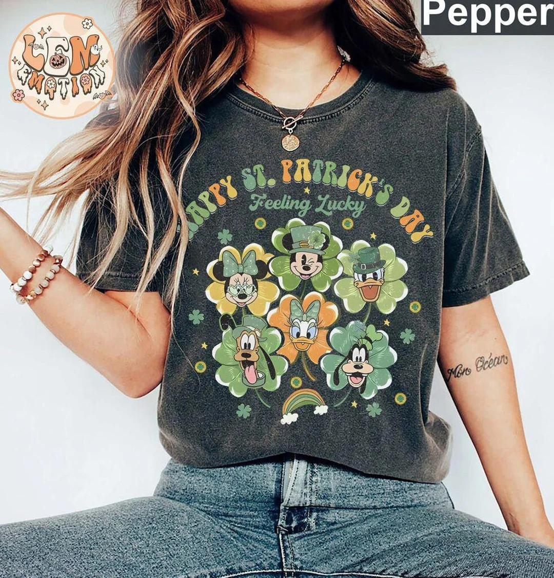 Retro Mickey & Friends Happy St. Patrick's Day Disney Shirt, Disney Patricks Day Feeling Lucky Sh... | Etsy (US)