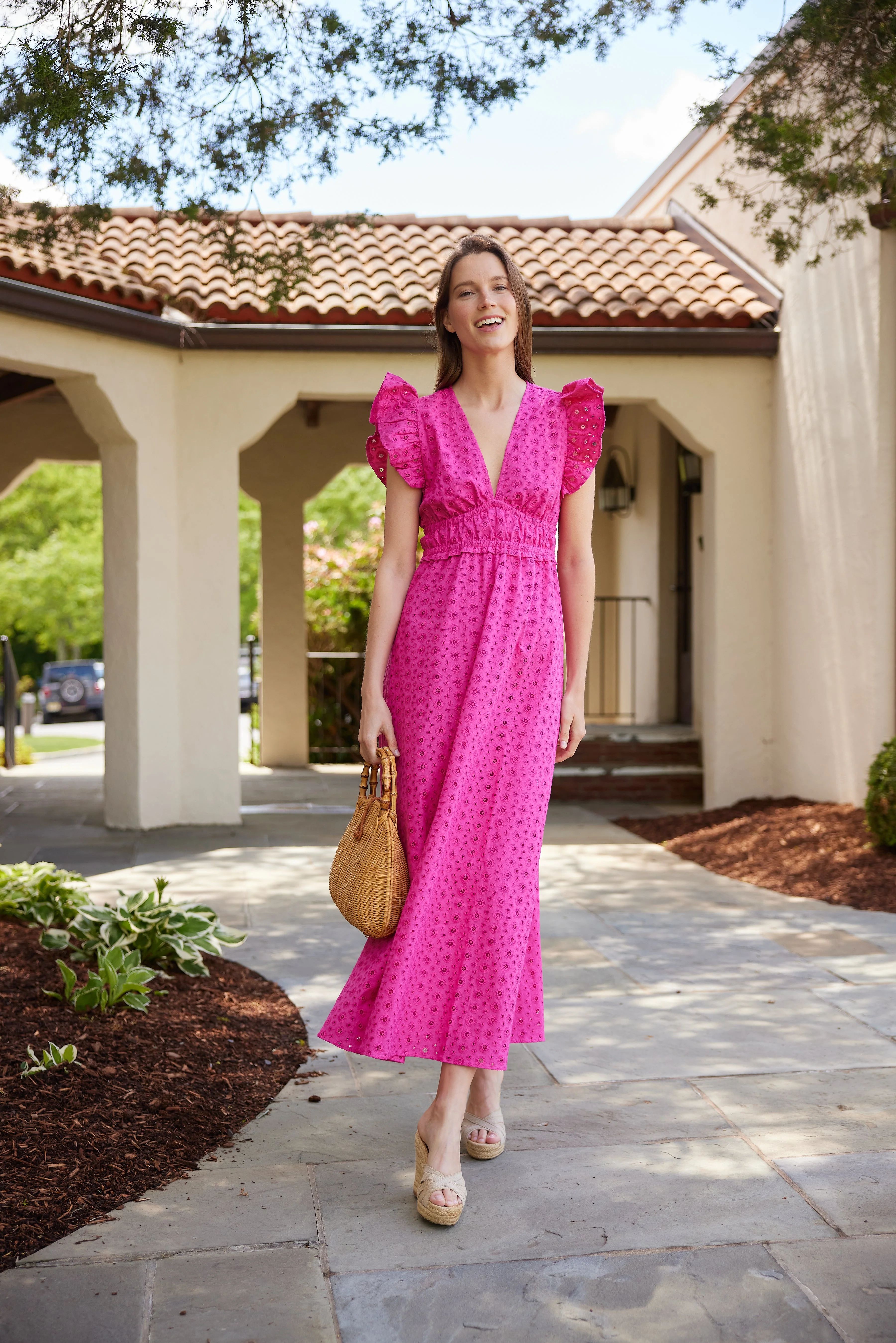 Watermelon V-Neck Flutter Sleeve Maxi | Sail to Sable