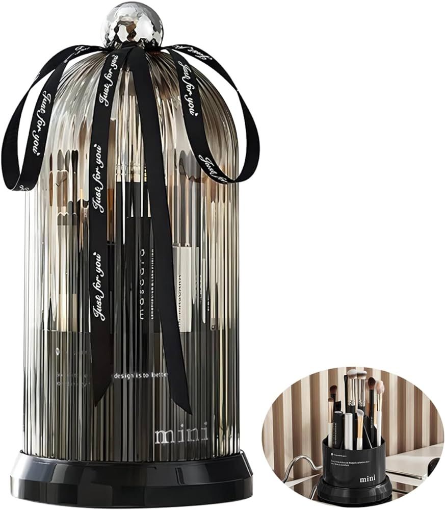 DASITON 360° Rotating Makeup Brush Holder,Covered Dustproof Makeup Brushes Organizer,7 Slot Make... | Amazon (US)