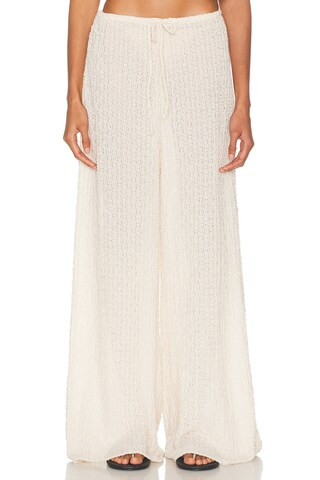 Montce x Elsa Hosk Drawstring Wide Leg Pant in Amalia Texture - Beige. Size XL (also in L, M, S, XS). | FWRD 