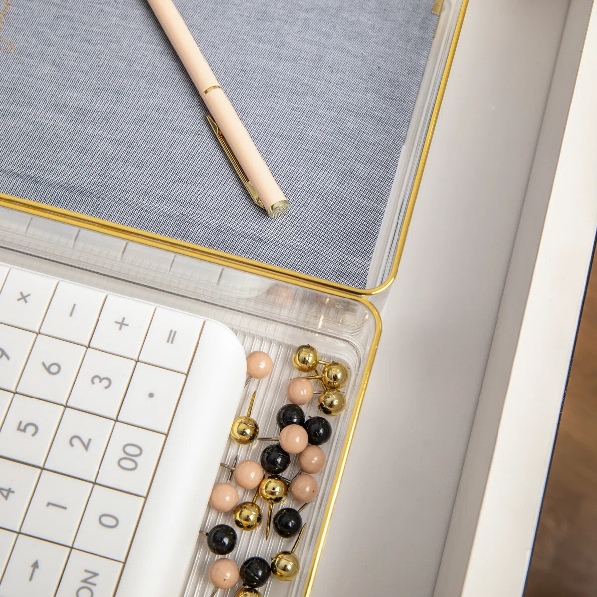 Thomas Martha Stewart Plastic Stackable Office Desk Drawer Organizers with Metallic Trim, 9" x 6"... | Wayfair North America