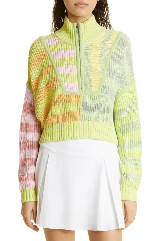 STAUD Hampton Half Zip Crop Sweater in Multi Sunray at Nordstrom, Size Medium | Nordstrom