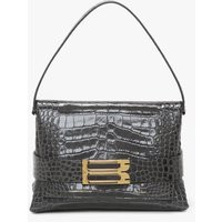 Victoria Beckham Bag - B Pouch Bag In Croc Effect Slate Grey Leather | Victoria Beckham UK
