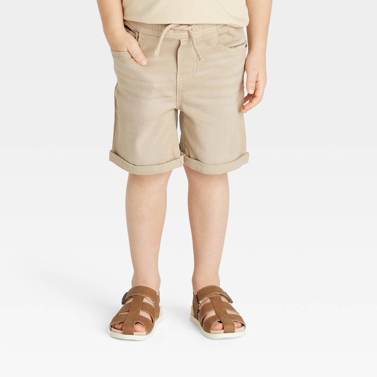 Toddler Boys' Rolled Hem Super Stretch Pull-On Shorts - Cat & Jack™ Khaki | Target