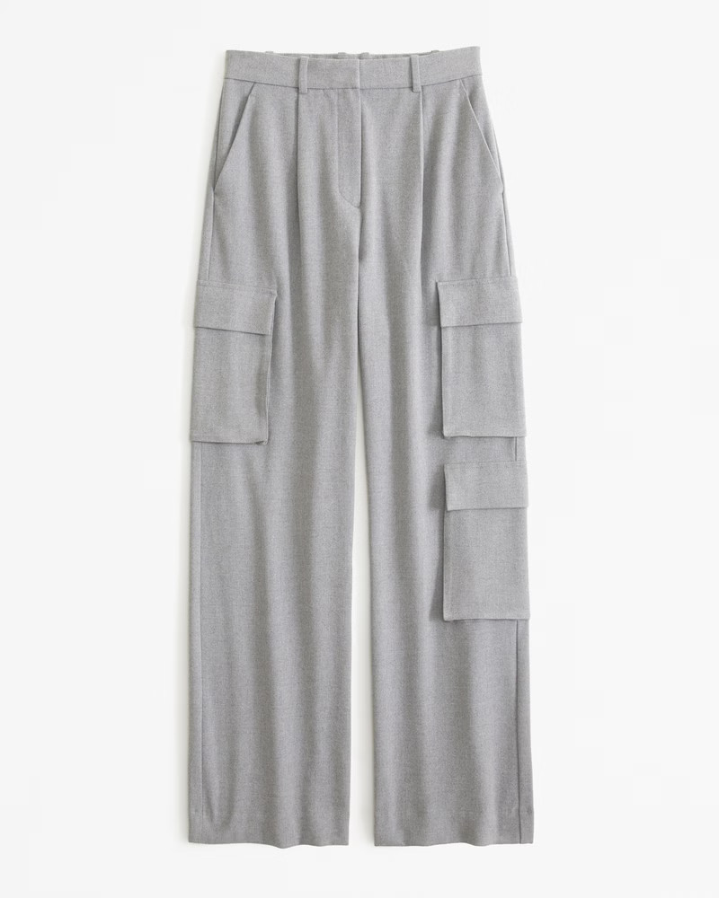 Women's Brushed Suiting Tailored Cargo Wide Leg Pant | Women's Clearance | Abercrombie.com | Abercrombie & Fitch (US)