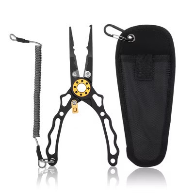 Unique Bargains Fishing Pliers Fishing Pliers for Saltwater with Sheath and Lanyard Black 1 Set | Target
