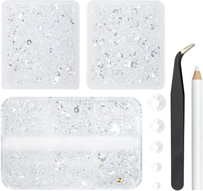 3 Boxes 5070PCS Transparent Clear Resin Rhinestones for Crafting Clear White Flatback Jelly Stone... | Amazon (US)