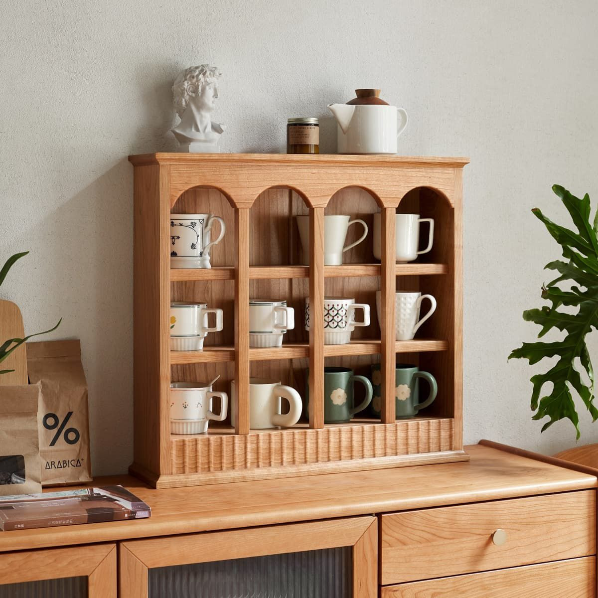 Vintage Natural Solid Cherry Wood Pigeonhole Cabinet, Countertop Kitchen Shelves Organizer with A... | Target