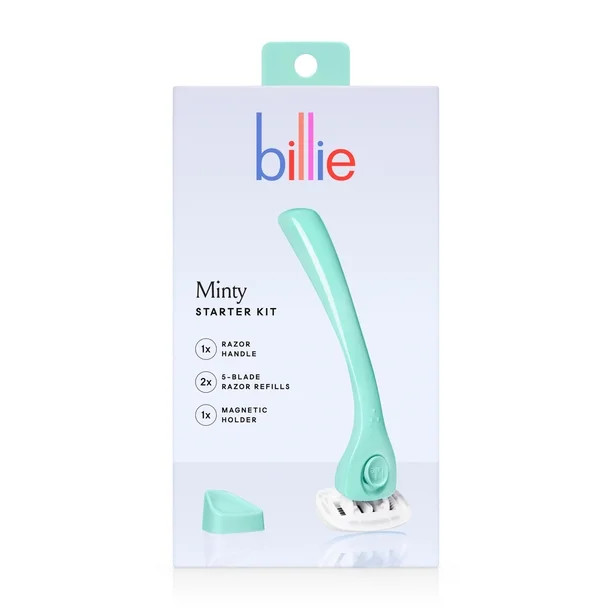 Billie Women’s Razor Kit - 1 Handle + 2 x 5-Blade Refills + Magnetic Holder - Minty | Walmart (US)