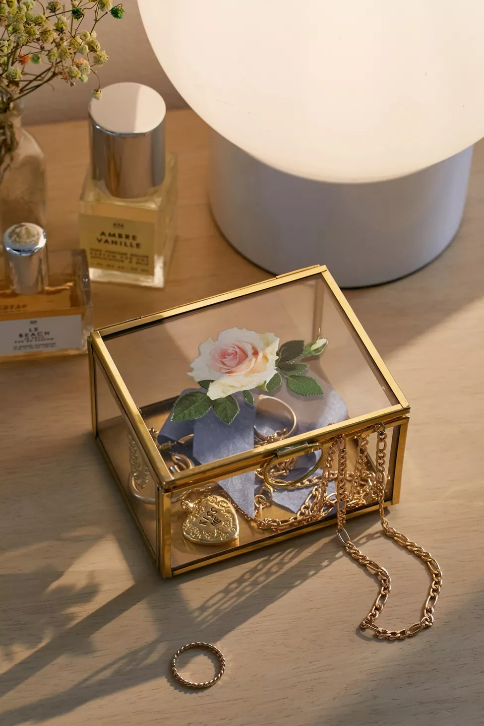 Large Floral Glass Trinket Box | Urban Outfitters (US and RoW)