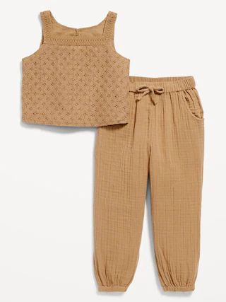 Sleeveless Crochet-Knit Top & Jogger Pants Set for Toddler Girls | Old Navy (US)