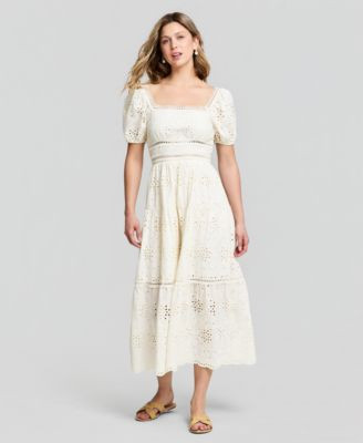 Women's Eyelet Cotton Maxi Dress | Macy's