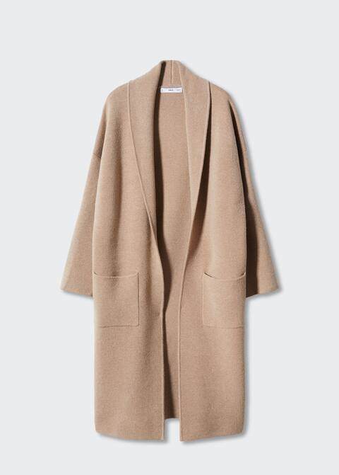 Oversized knitted coat with pockets -  Women | Mango USA | MANGO (US)