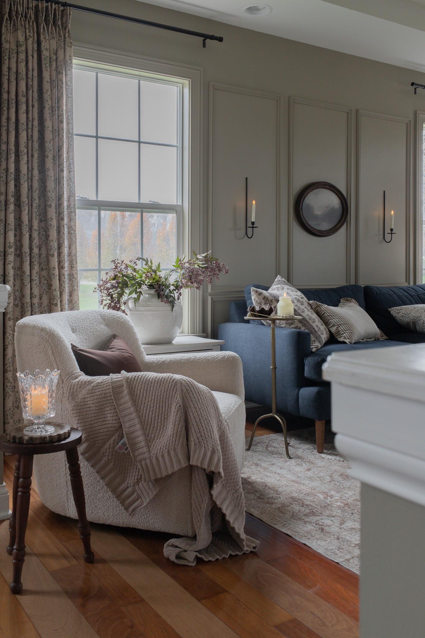 I’m just loving this little family room makeover and I’m still loving these curtains!  Paint color is Ethereal Mood by SW. The wall molding is just peel and stick. 

Curtain details:
Sara Le Linen Drapery Pleated
Color: Vintage Linen
French Pleat
Privacy Lining 60%

Use COUPON code LANTERNLANE for 22% off!

#LTKHome #LTKSaleAlert