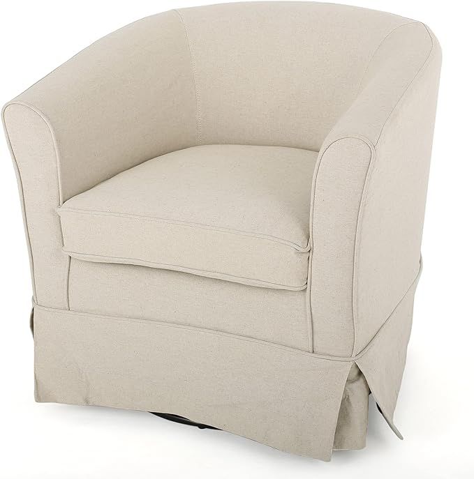 Christopher Knight Home Cecilia Swivel Chair with Loose Cover, Natural Fabric | Amazon (US)