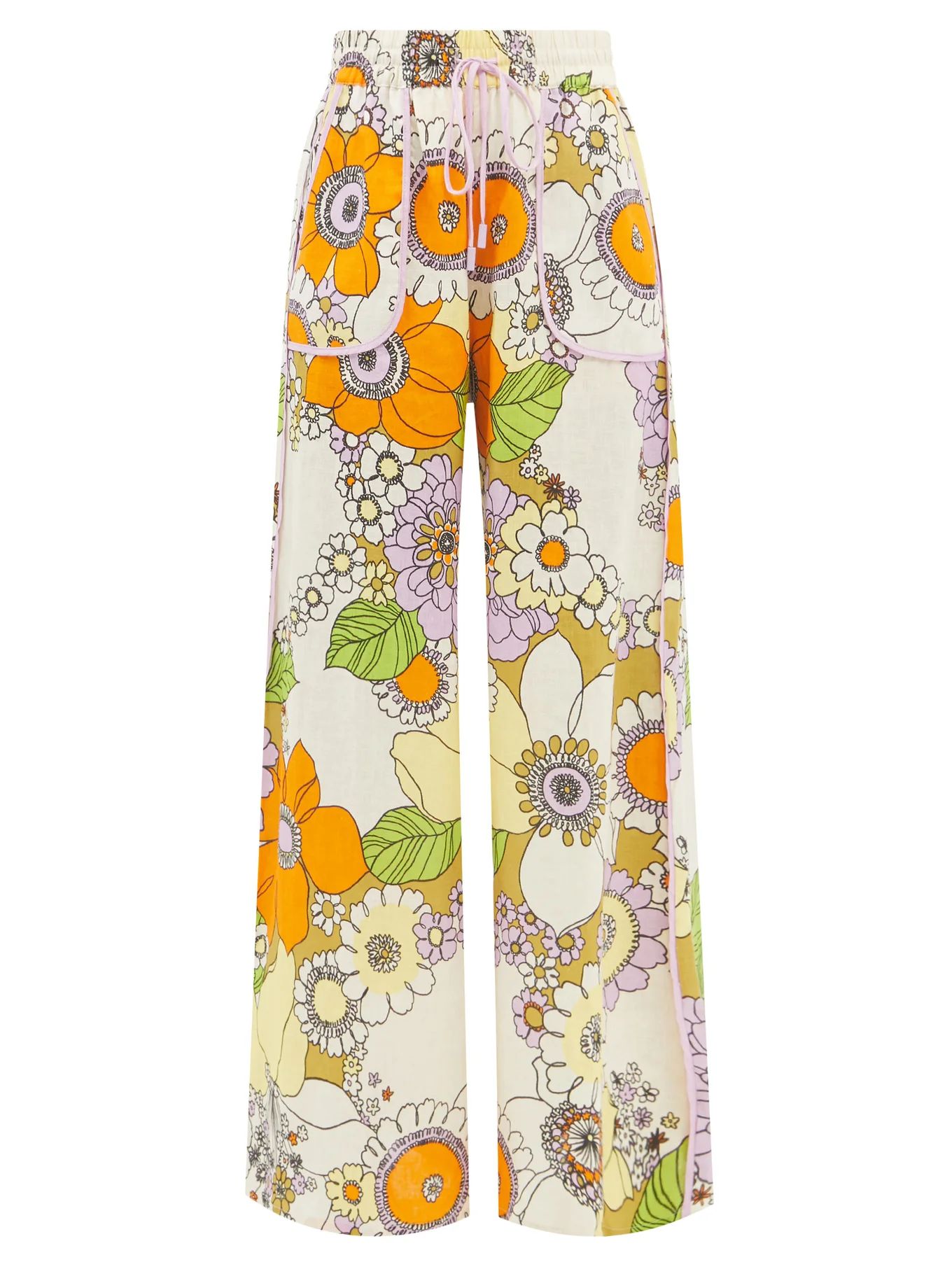 Farrah floral-print linen wide-leg trousers | ALÉMAIS | Matches (US)
