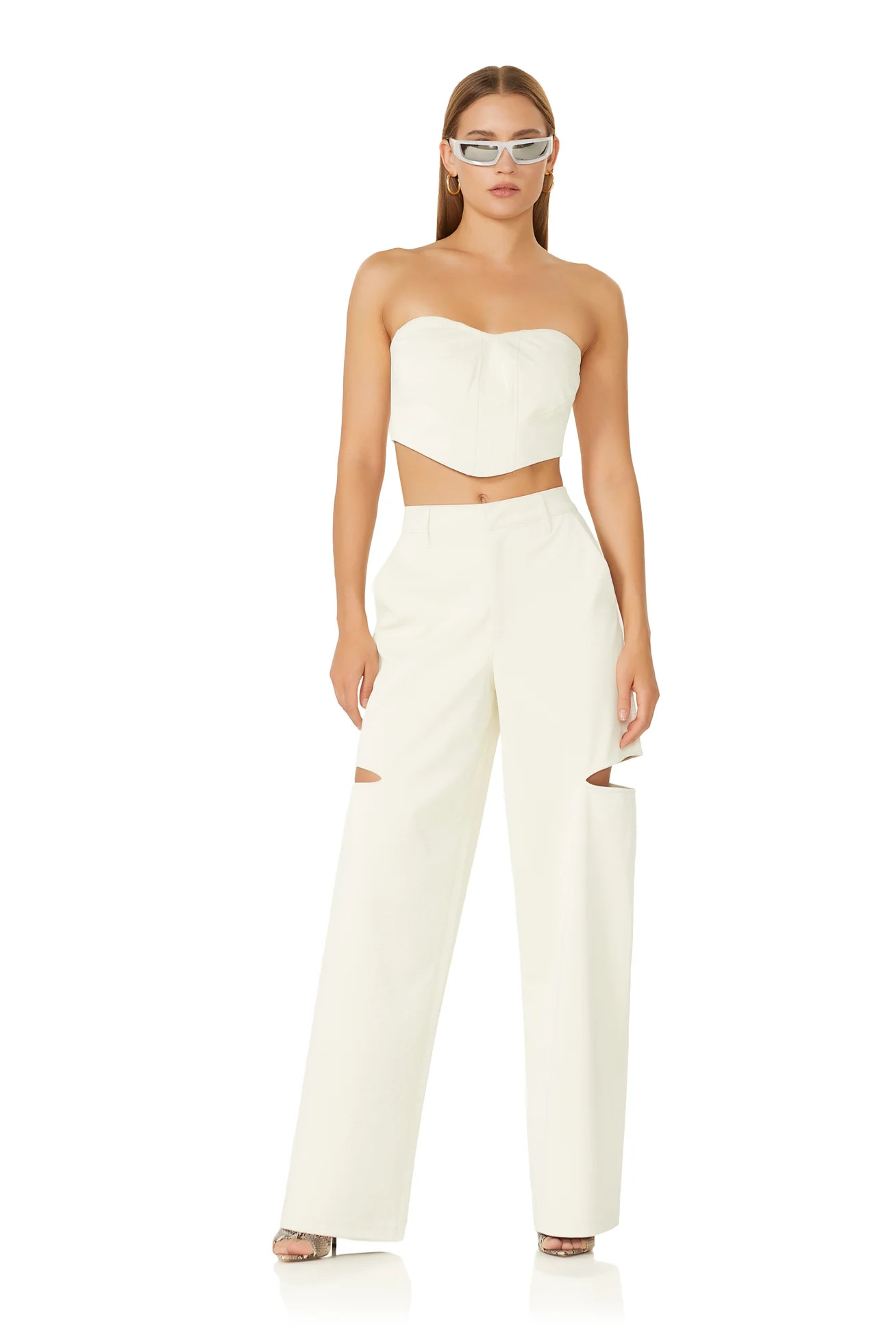 Kimmie Wide Leg Trouser - Matte White | ShopAFRM