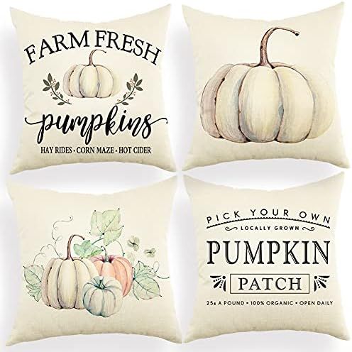 Fall Pumpkin Pillow Covers with Pillow Quotes 18 x 18 Inch Home Decorative Farmhouse Thanksgiving... | Amazon (CA)