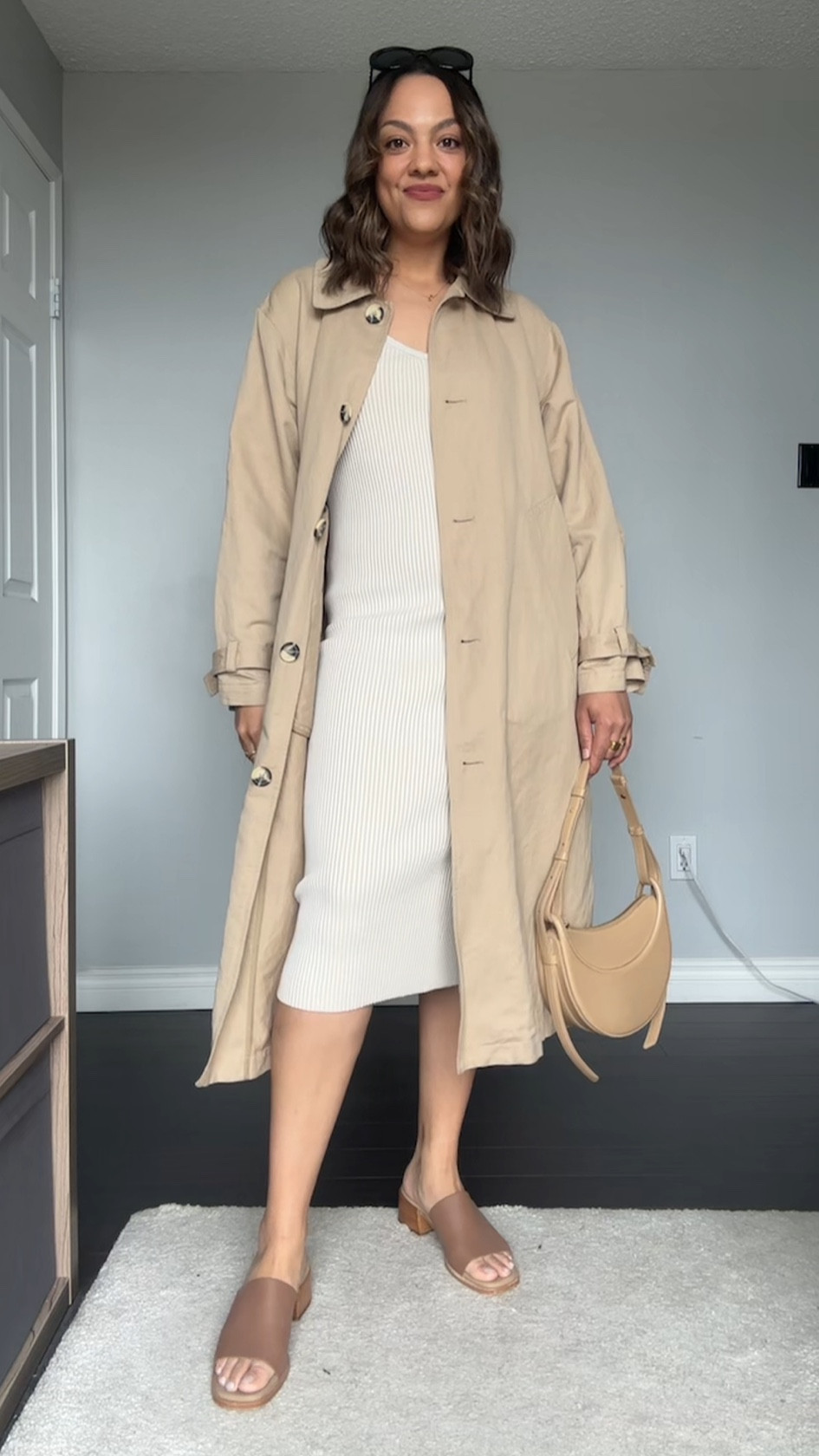 Classy summer outfit!

-Ribbed beige midi dress, originally from Reformation, similar options linked. 
-Arket single breasted beige trench coat size medium.  
-Poppy Barley brown heeled sandals. These are so comfortable! Made with real leather. 
-Polene Paris numero dix bag. 
-Celine Triomphe black rounded sunglasses. 

#LTKsummer #LTKworkwear #LTKstyletip