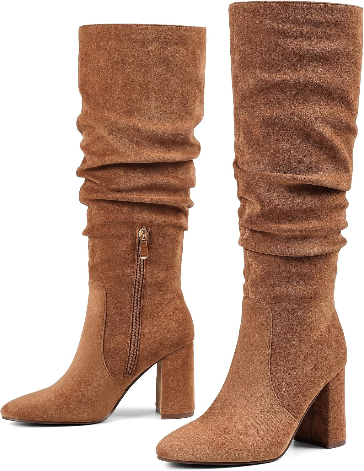 Eteridrey Knee High Boots for Women Pointed Toe Suede Slouchy Boots | Amazon (US)