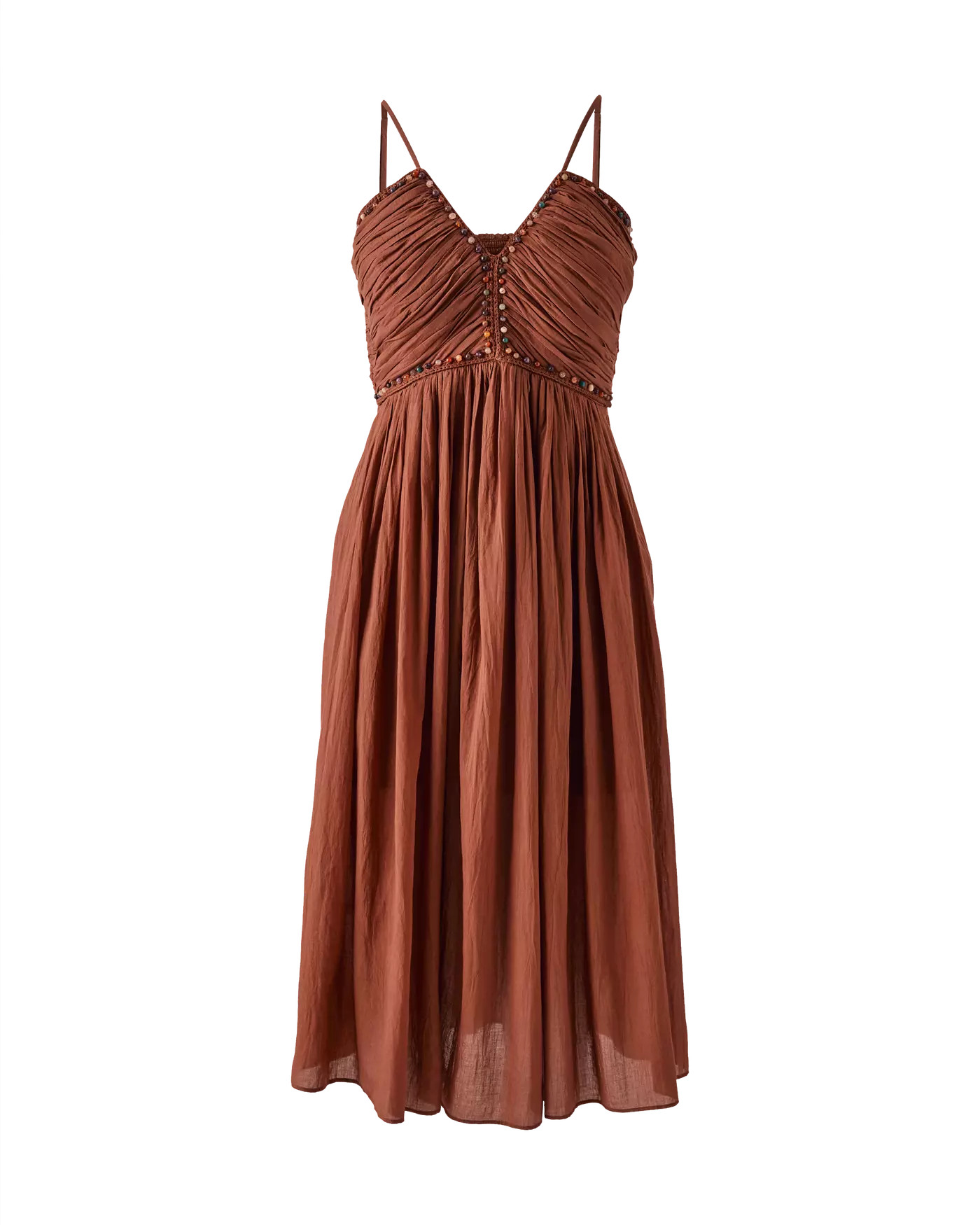 Beaded Ruched Babydoll Dress - Tortoise Shell | Boston Proper | Boston Proper