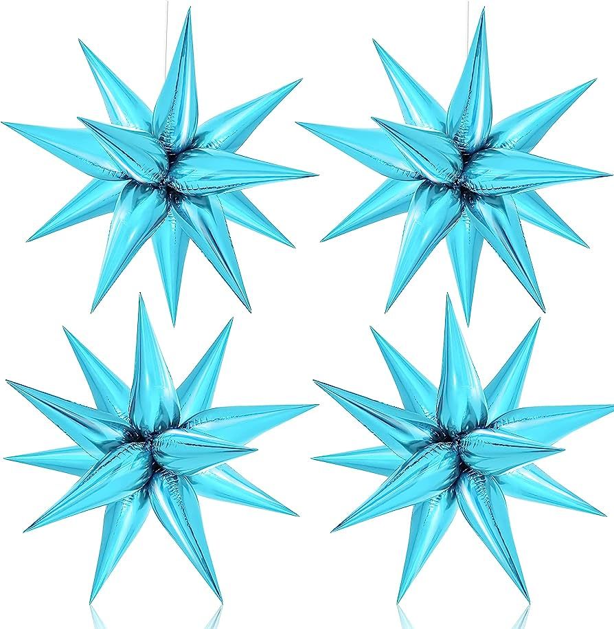 Giant 50 Pieces Blue Star Balloons - 26 Inch | Blue Mylar Balloons | Teal Spike Balloons, Blue St... | Amazon (US)