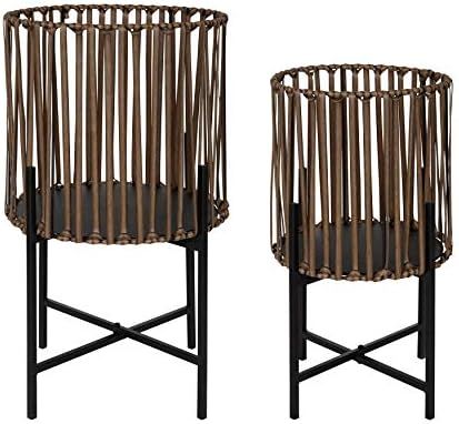 Kate and Laurel Paynter 2-Piece Floor Planter Set with PVC Wicker and Metal Stands | Amazon (US)