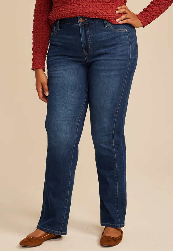 Plus Size Everflex™ Dark High Rise Side Seam Slim Boot | Maurices