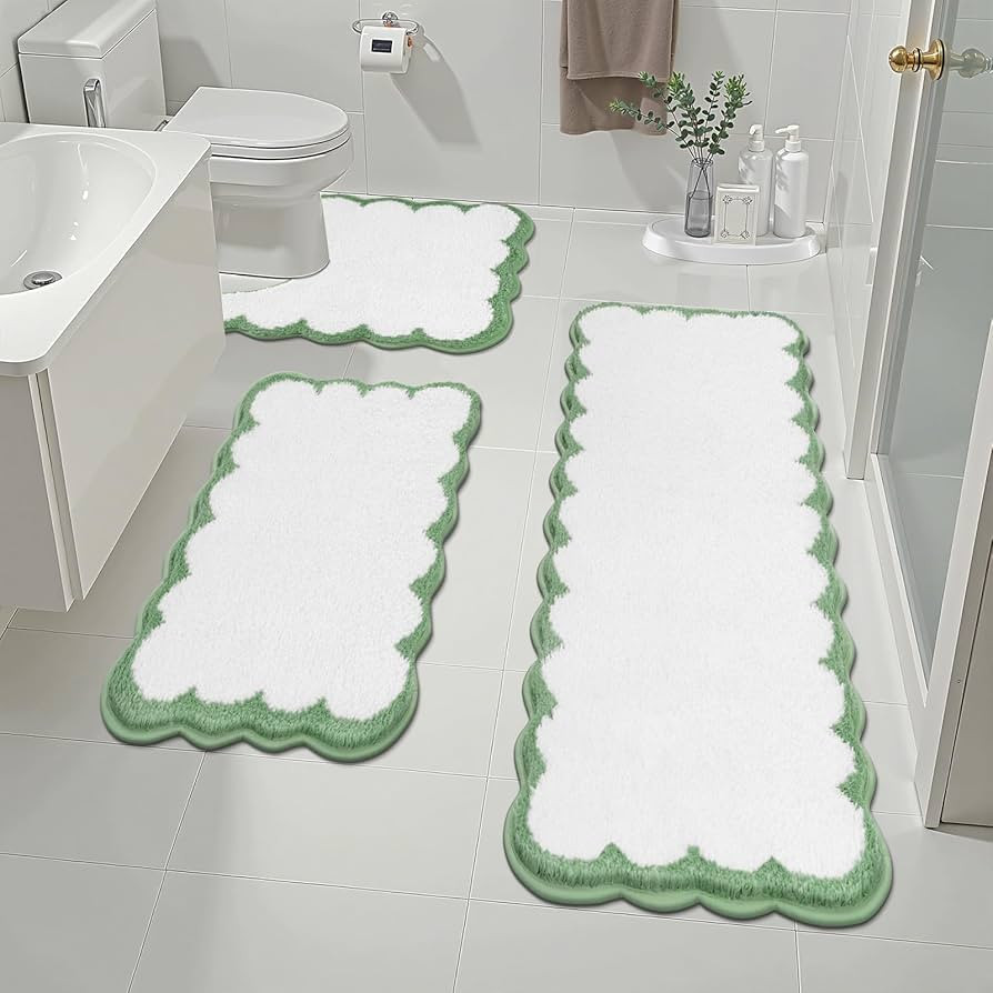Pauwer Bathroom Rugs Sets 3 Piece Scalloped Bathroom Shower Rugs with U-Shaped Contour Toilet Mat... | Amazon (US)